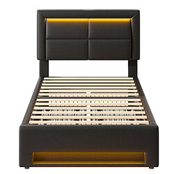 Pugsdrly Structure de lit simple 90 x 190 cm - Avec ports USB - Matériau PU pas cher
