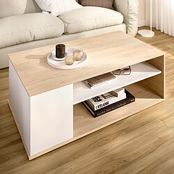 Pegane Table d'appoint Table basse avec plateau relevable et 2 compartiments