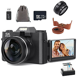 Appareil Photo Numérique ensemble VURAHOME RZ0 5K 75MP WiFi Écran 3" 2 Batteries 128Go