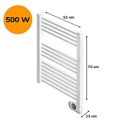 Acheter Sèche-serviettes électrique à inertie sèche HJM, 500 W, Square, Blanc