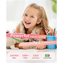 Appareil Photo Numérique Enfant VURAHOME DC403 44MP Zoom 16X Écran 2,4" 128Go Rose