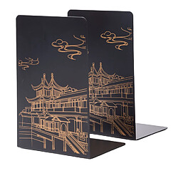 INF Serre-livres de bureau en métal en forme de L (pack de 2)