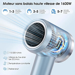 YASHE 1600W Sèche-Cheveux Ionique, Moteur Brushless Haute Vitesse de 110 000 tr/min