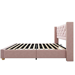 Pugsdrly Structure de lit simple 90*200 cm - avec sommier à lattes - rose pas cher
