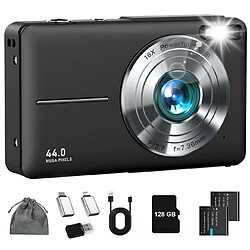 Appareil Photo Numérique Enfant VURAHOME DC403 44MP Zoom 16X Écran 2,4" 128Go Noir