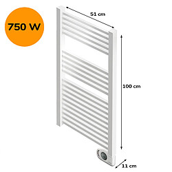 Acheter Sèche-serviettes électrique à inertie sèche HJM, 750 W, Square, Blanc