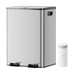 YASHE Poubelle à Double Compartiment avec Couvercle, 2x20L Poubelle de Recyclage pour Cuisine