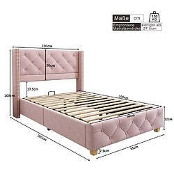 Avis Pugsdrly Structure de lit simple 90*200 cm - avec sommier à lattes - rose