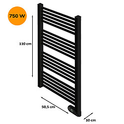 Acheter Sèche-serviettes électrique à inertie sèche HJM, 750 W, Noor, Noir