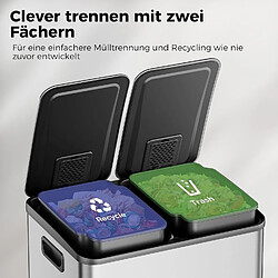 YASHE Poubelle à Double Compartiment avec Couvercle, 2x20L Poubelle de Recyclage pour Cuisine