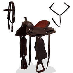 vidaXL Selle, bridon et col de poitrine Cuir véritable 15 po Marron