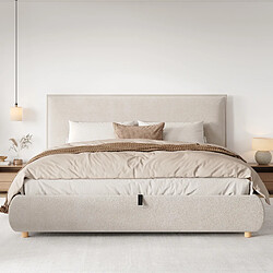 LEMONBEST Lit coffre rembourré 180 x 200 cm - Velours - Beige