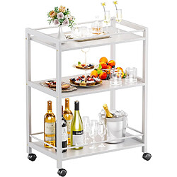 Vendos85 Chariot de bar à 3 niveaux avec roulettes et rangements blanc