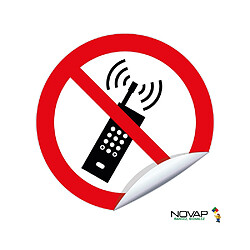 NOVAP Panneau interdiction téléphone mobile adhésif vinyle D80 mm