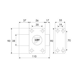 ISEO CITY 25 verrou à bouton et cylindre 40 mm - doré bronze