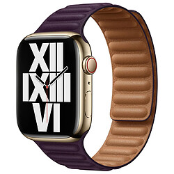 Bracelet Leather Link pour Apple Watch | 44/45/46/49 mm - Taille S/M - Dark Cherry
