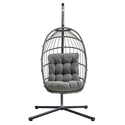 Monstershop Fauteuil Œuf Suspendu en Rotin Gris Pliante Extérieur Intérieur Housse INCLUS