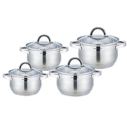 Cheffinger Ensemble de Cuisine 8 pcs 4 Marmites avec Couvercles Tous Feux Induction Argent
