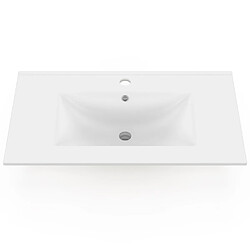 Avis Idmarket Vasque à encastrer rectangle en céramique blanche L. 81 x l. 46 x H. 17 cm