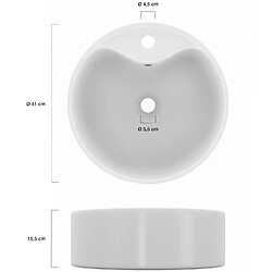 Acheter Idmarket Vasque à poser ronde en céramique blanche L. 41 x l. 41 x H. 15,5 cm