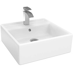 Idmarket Vasque à poser carrée en céramique blanche L. 41 x l. 41 x H. 15,5 cm