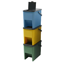 3 poubelle tri sélectif vert bleu jaune 3x20l - BAT-4XG3730 - Bergen - KITCHEN MOVE