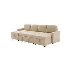 Mister Marcel MARCEL Canapé panoramique convertible beige - 4 places - L gauche pas cher