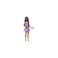 Mattel Barbie Fashionistas robe lilas rayée avec tablette