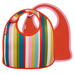 Built Lot de 2 Bavoirs Bébé en Néoprène Motif à Rayures avec Fermeture à Scratch