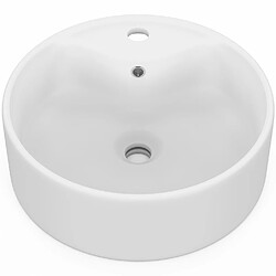 Avis Idmarket Vasque à poser ronde en céramique blanche L. 41 x l. 41 x H. 15,5 cm