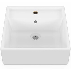 Avis Idmarket Vasque à poser carrée en céramique blanche L. 41 x l. 41 x H. 15,5 cm