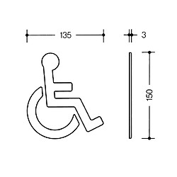 HEWI Modèle 99 - Pictogramme fauteuil roulant adhésif - Blanc