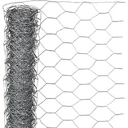 Grillage hexagonal galvanisé - NATUREL - 0,5 x 3 m - Épaisseur 25 mm - Gris