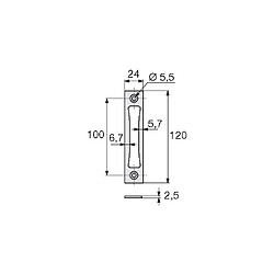 Stremler ASSA ABLOY Gâche inox haut et bas 100 x 24 x 2,5 mm