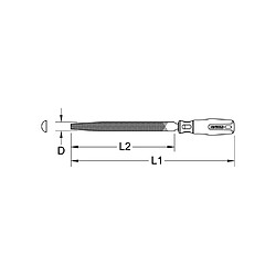 KS TOOLS File demi-ronde demi-douce emmanchée 250 mm DIN 7261 C