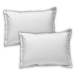 Future Home Lot de 2 taies d'oreiller unies en coton finition bourdon blanc 50x70cm