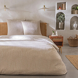 Future Home Parure de lit 2 personnes en coton 57 fils imprimé beige 240x220cm