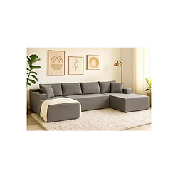 ROGER Canapé modulable en L 4 places - Gris clair