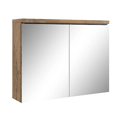 BADPLAATS Armoire de toilette Paso 80 x 60 cm - Station balnéaire - Chene Marron - Miroir armoire