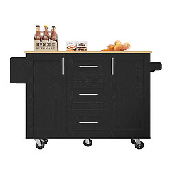Acheter modfu Îlot de cuisine à roulettes avec 3 tiroirs et plateau rabattable en mdf et métal, noir