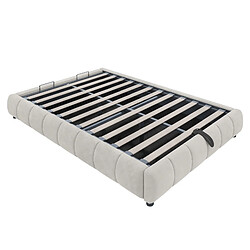 Acheter Merax Lit Coffre - Fonction Hydraulique- Avec Espace De Rangement- LED - 140x200 Cm - Beige