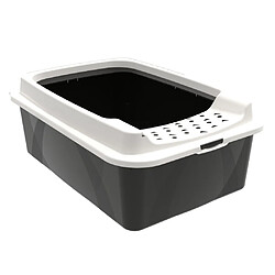 Bac à litière pour chat Rotho Eco Bonnie avec entrée par le haut, taille M, noir/sable