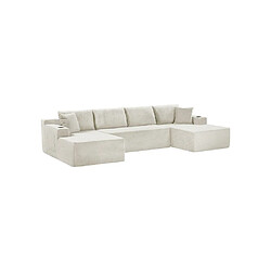 ROGER Canapé modulable compressé 4 places Beige crème 339x168x84 cm