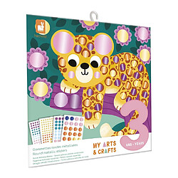 Janod Kit de stickers ronds métalliques Animaux - 4 tableaux 20x20 cm