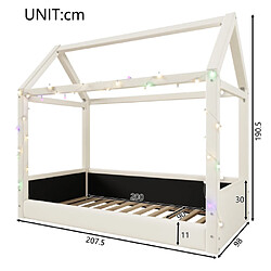 Acheter Merax Lit Cabane-lit Enfant 90 X 200 Cm-avec Bandes Lumineuses LED-en Bois-beige
