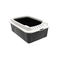 ROTHO MYPET BONNIE - Bac à litière - Noir et blanc Bac à litière Rotho MyPet Bonnie à rebords hauts, entrée basse et large, couvercle perforé amovible, noir/blanc, 57,2 x 39,3 x 20,9 cm