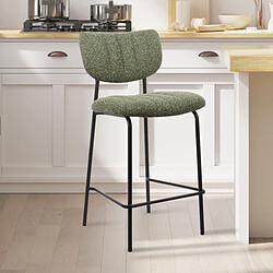 JLC KREATION Tabouret de bar en tissu vert ANTO (lot de 2)