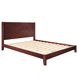 Merax Lit Plateforme 160x200 Avec Tête De Lit Et Sommier à Lattes-marron pas cher