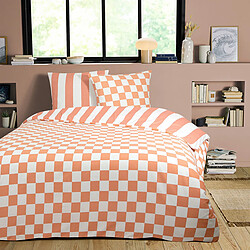 Future Home Parure de lit 2 personnes rayé damier réversible 240x220cm 