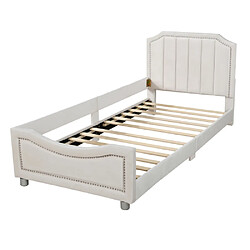 Merax Lit Enfant-lit 90x200cm-lit Multifonctionnel Avec Dossier Et Accoudoir-lit Simple-beige pas cher